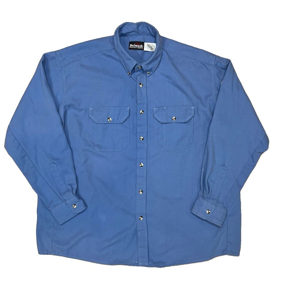 Bulwark FR CoolTouch 2 Mens XL Light Blue Shirt Flame Resistant SMU2 CAT2